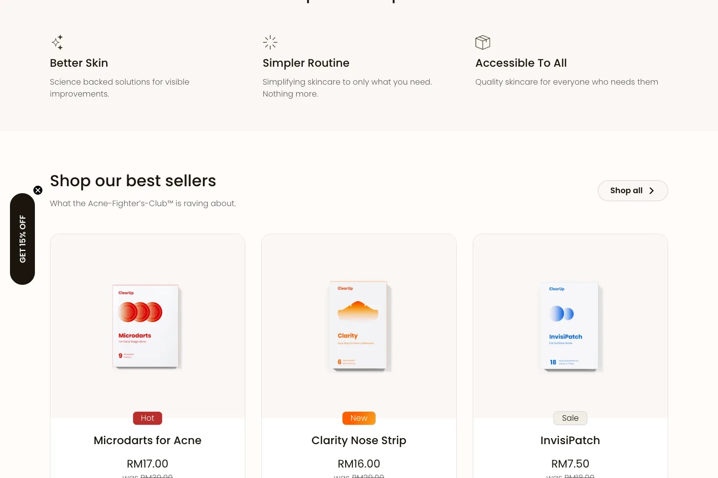 Detail of ClearUp product shopping interface