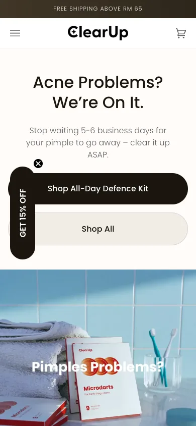 ClearUp ecommerce mobile experience