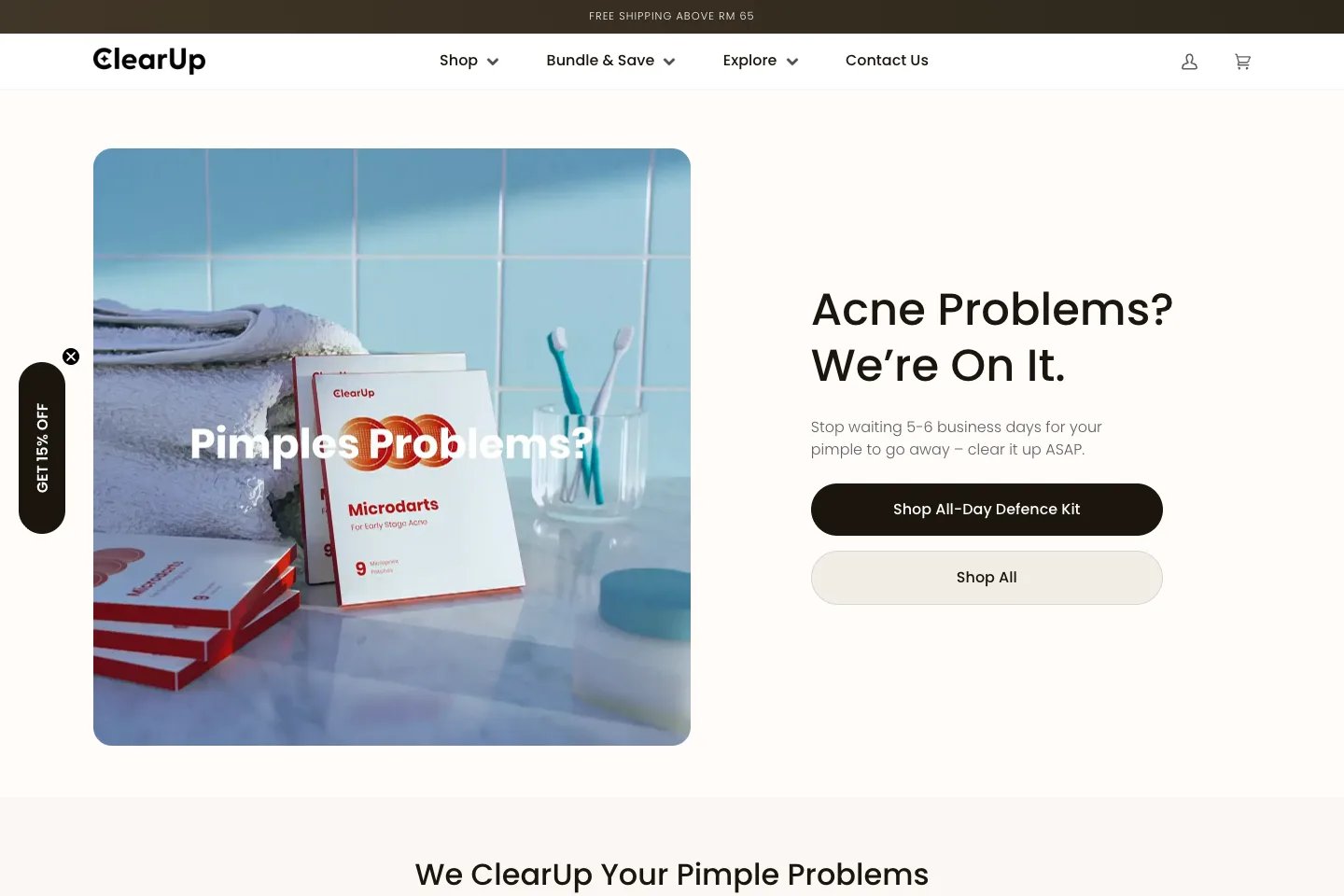 ClearUp website designed around product discovery and shopping