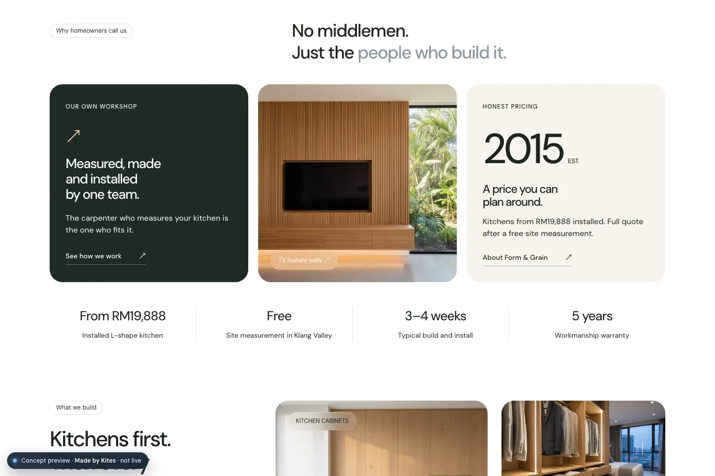 Form and Grain fictional interiors website design concept
