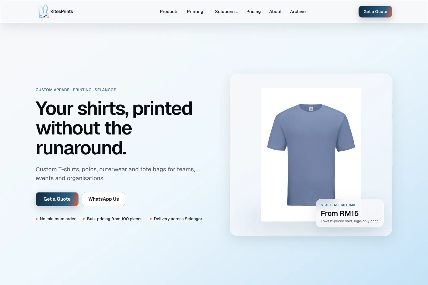 KitesPrints apparel website